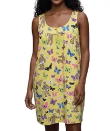 Nick & Nora Yellow Sock Monkey Butterfly Nightgown Size Small