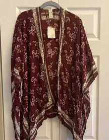 A‎ new approach ANA Burgundy Floral Wrap One Size New Boho Festival Swim Coastal