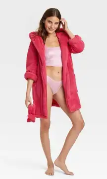 NEW - Colsie by Target Women's 2pc Hoodie Robe and Headband Set - Hot Pink XS/S 