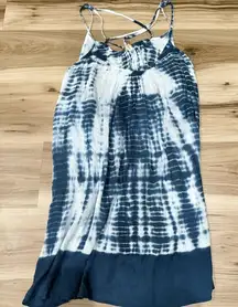 Elan Tie Dye Blue White Gauze Mini Summer Sundress Women’s Medium