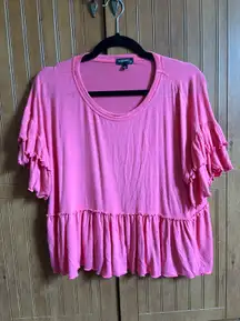 Hot Pink Ruffle Crop Top Shirt