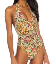 ELLEJAY Reese One Piece Floral Green Garden Halter Swimsuit Beach Size Med M