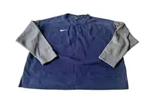 Nike Womens XL Crewneck Pullover Long Sleeve Fleece Cropped Navy Gray Sweatshirt