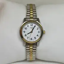 Timex indiglo women’s watch gold silver tone 25mm round stretch band running
