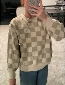 Vans size small green and cream colored checkered crew neck