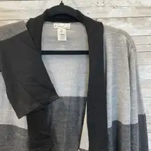 Vintage Kim Rogers Womens XL Sweater Open Cardigan Gray & Black Color Block USA