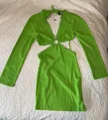 Green cut out dress