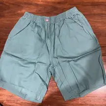 Woman Within Shorts 14 W Teal Pockets Elastic Waist Mom Shorts