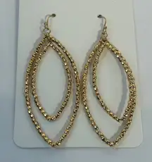 Stella & Dot Gold Tone Double Layer Marquise Dangle Earrings