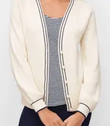 Talbots Cream Cardigan Sweater with pearl button    Petite large