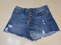 Rewash Distressed Denim High Rise Shorts