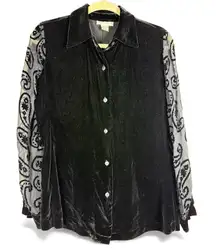 VTG 90’s Y2K The Limited Black Velvet Burnout Top Whimsigoth Silk Women’s Sz S