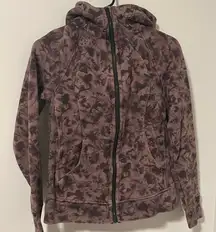 Lululemon Purple Full Zip Scuba With Hoodie Patterned Floral Size 6