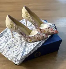 New Sarah Flint perfect pump 85 in white floral silk
