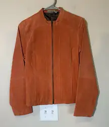 Ruff Hewn Women's Orange Leather‎ Long Sleeve Pocketed Full Zip Jacket Medium