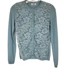 Moschino  Cheap And Chic Blue Green Lace Cardigan