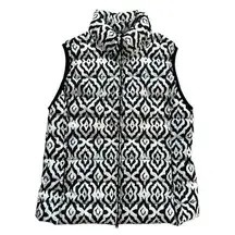 Ibkul Women’s Quilted Solar Exothermic Puffer Vest in Black/White Geo | XS