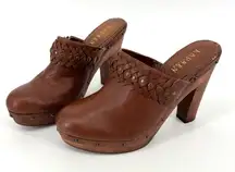 Ralph Lauren Shayla Leather Wooden Clogs Size 10