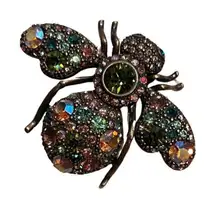 Authentic Joan Rivers Multicolored Stone Brass Bubble Bee Insect Designer Brooch