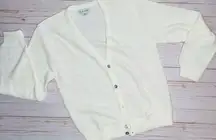 Vintage white izod button up long sleeve cardigan sweater oversized medium