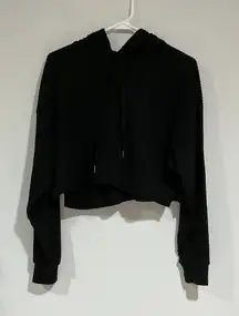 Woman’s Cotton On Body Black Medium Cropped Hoodie Cable Knit