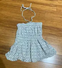 Polo Jeans‎ Top Womens Small Smocked Halter Tank Geometric Diamond Cotton Summer