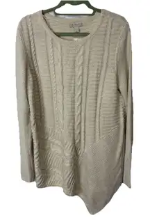 NWT Dana Buchman Women’s Large Metallic Sparkle Cable Knit Sweater Asymmetrical