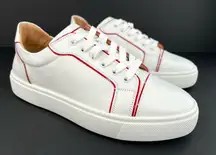 CHRISTIAN LOUBOUTIN Vieirissima Flat White Leather Ace Women Sneakers EU 40