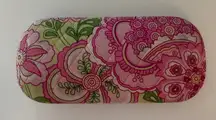Vera Bradley Quilted Fabric Glasses Hard Case Petal Pink Green Floral VTG