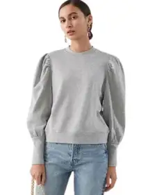 & OTHER STORIES Light Grey Puff Sleeve Cotton Sweatshirt French Terry Women's XS