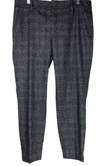 ZARA Gingham Straight Leg Ankle Crop Flat Front Mid Rise 6 Trouser Pants Brown