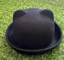 Black Animal Cat Ear Derby Hat