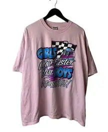 Vintage Girls Drive Faster Than Boys T Shirt Pink 2XL XXL Humor Graphic Tee