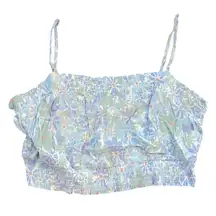Hippie Rose Floral Print Smocked Crop Top