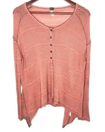 We the free pink striped knit pullover Henley