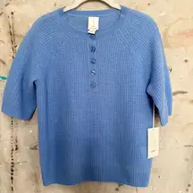Joie 100% Cashmere Short Sleeve Henley Sweater