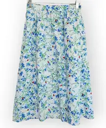 Vintage Summit White Ladybug Floral High Waisted A Line Midi Skirt 24