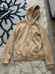 Tan Zip-Up Oversized Hoodie