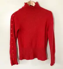 Moth Red Button Sleeve Knit Sweater