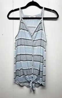 Haptics Striped Button Down Sleeveless Tie Front Top Size Small Flowy Fit