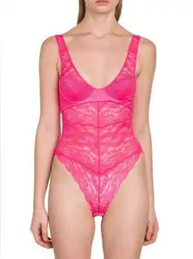 Versace La Greca Lace and Satin Bodysuit