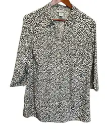 Catherines Women Tunic Top 14/16 Ditsy‎ Floral Button Up Cottage Office Travel
