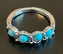 Turquoise stone silver ring size 4.5
