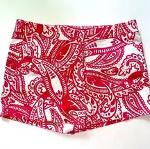 Telluride Chino Shorts Poplin Pink White Paisley Boho Cotton Size 6