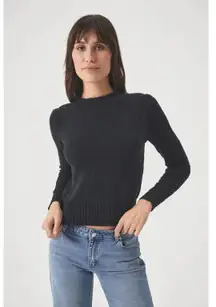 Rolla’s Black Prairie Knit Sweater Crewneck Gathered Shoulder Size XS 6 Slim Fit