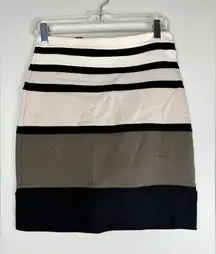 Express Black, Cream, and Brown Striped Pencil Skirt