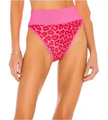 BEACH RIOT Emmy Bikini Bottom in Famous High Risk pink Red Leopard S