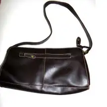 Vintage Liz Claiborne small brown shoulder bag zip top front zipper inside zip