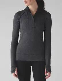 Lululemon Think Fast Pullover size 10 Black Heathered Herringbone