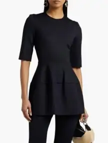 Rosetta Getty Women's Black Ponte Peplum Top L NWT